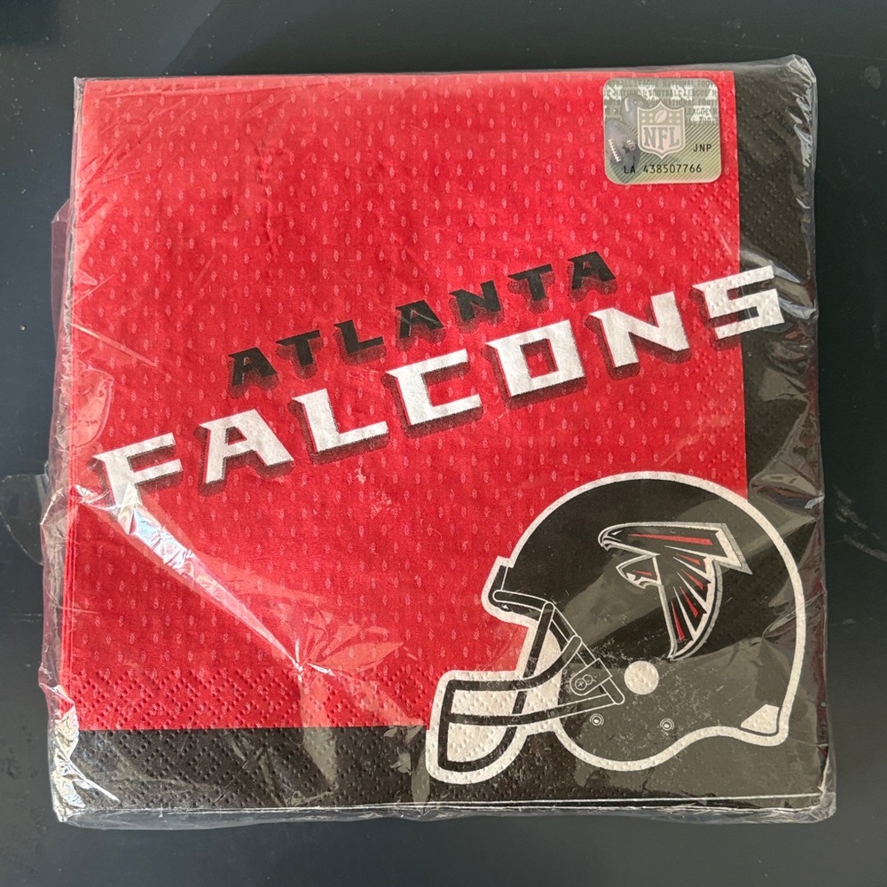 New Sealed NFL Atlanta Falcons Red and Black Party Napkins some wrapping damage